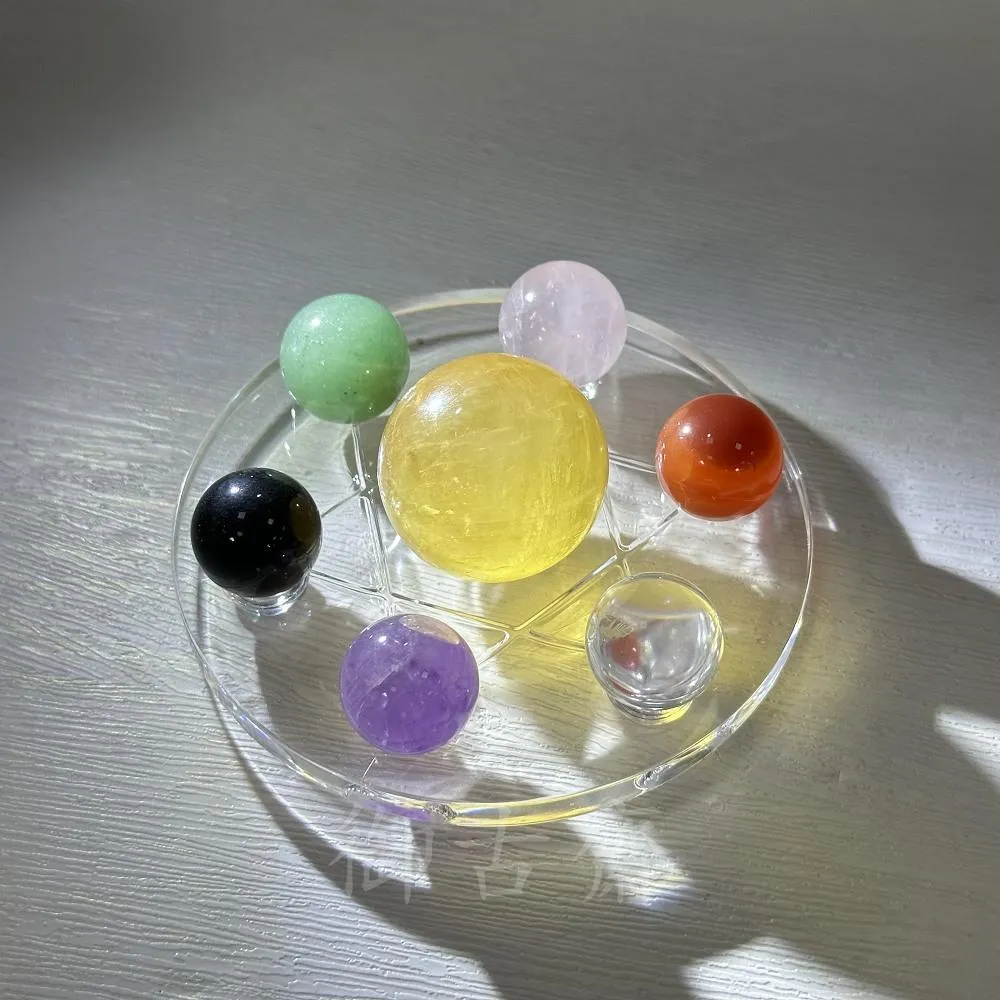 【御古齋】天然 五行七星陣 五行水晶球 七色球 有求必應 招財聚氣 避邪擋煞 強磁場 開運 0619