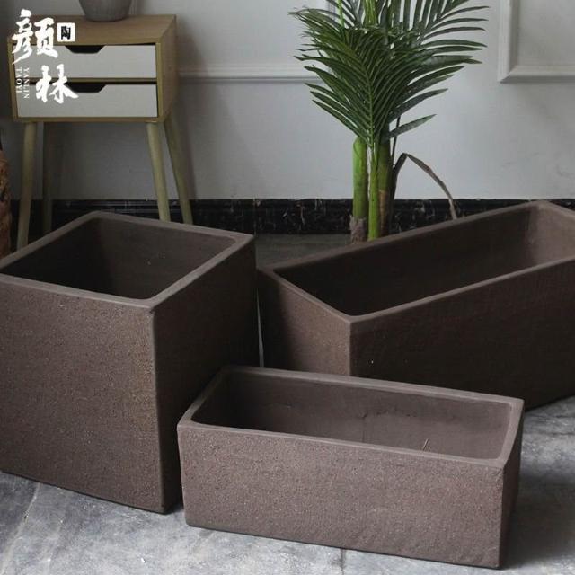 方形花盆墻角花箱正方形粗陶長款馬槽花盆種菜種植箱盆