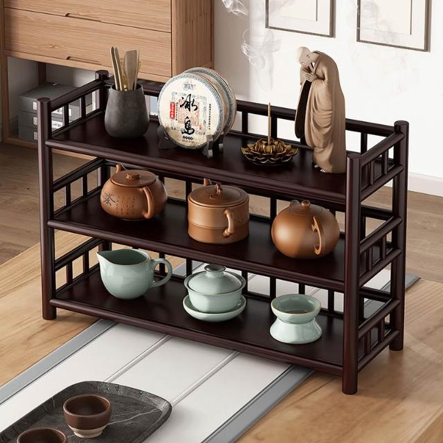 桌面茶壺架辦公室小博古架茶杯架子茶具置物架茶室茶桌收納架中式