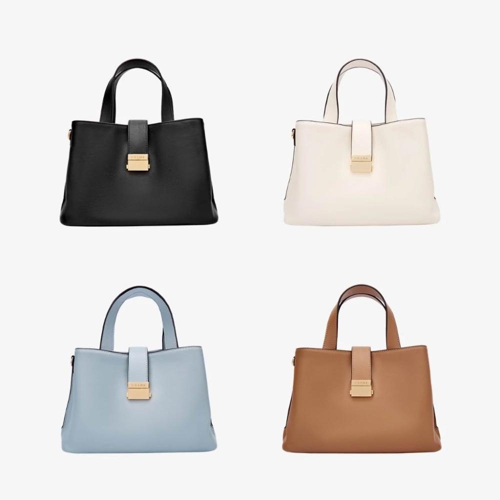 ★S'AIME★真皮雙背帶壓釦馬鞍包 レザー サドルバック/送料込 S'AIME】SAIME 東京企劃真皮皮帶壓釦托特包