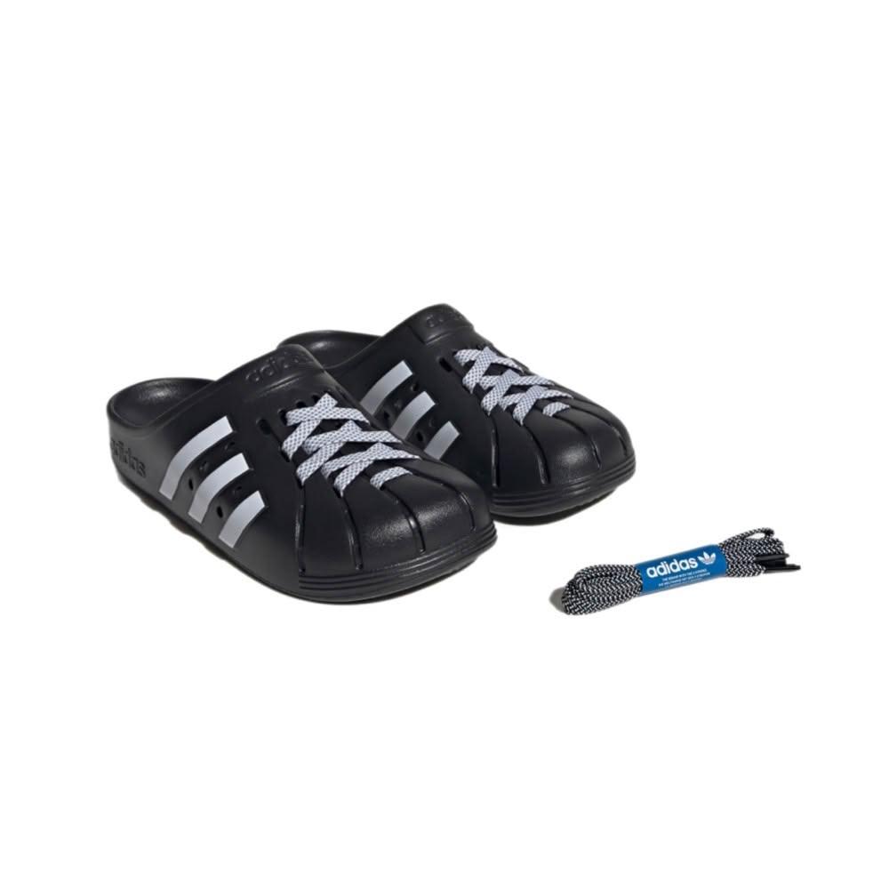 【adidas 愛迪達】ADIDAS ALILETTE CLOGS 包頭拖鞋 拖鞋 EVA 鞋帶 黑白 男女 情侶款 JH9848