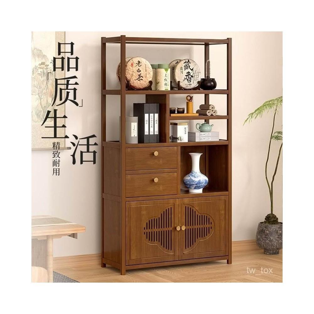 茶櫃 收納櫃抽屜式非實木茶水櫃新款茶室茶具置物架竹子現代簡約擺件櫃JPWC