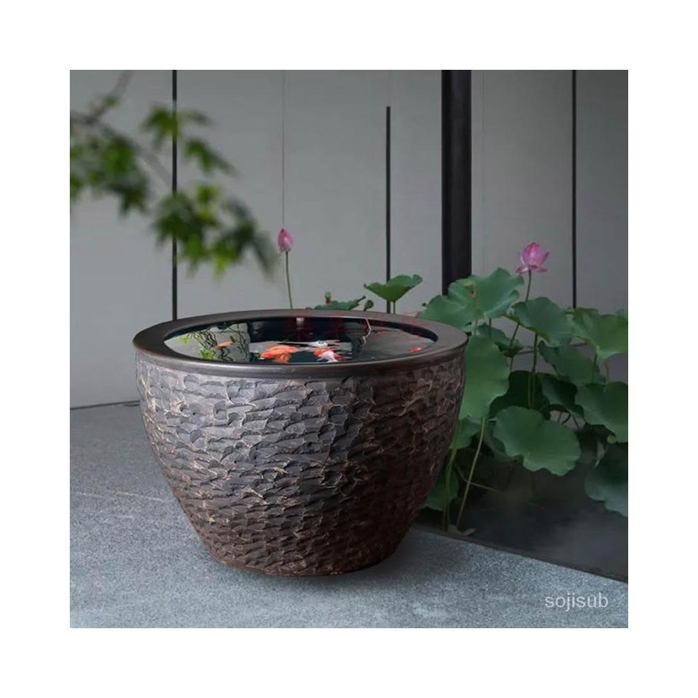 庭院大水缸景德鎮陶瓷大缸錦鯉金魚缸仿石頭平口特大號荷花睡蓮缸