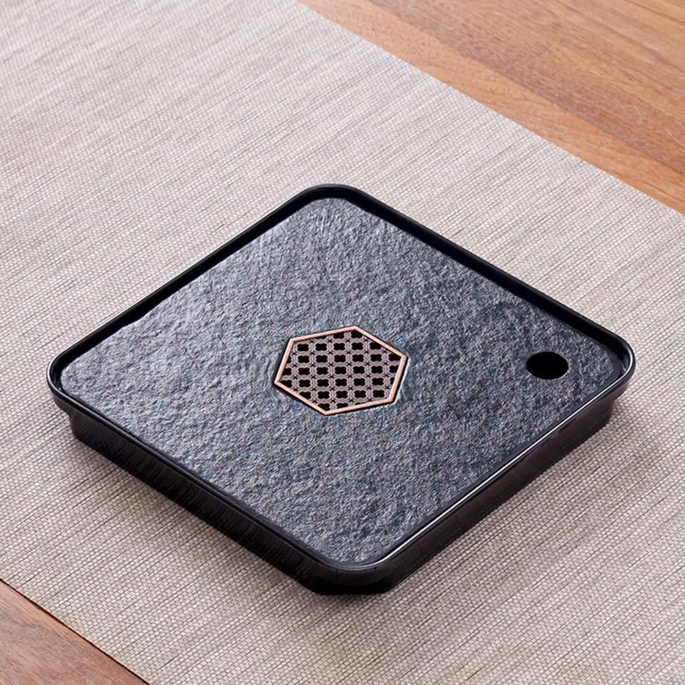 仿烏金石蓄水式茶盤(泡茶組 茶具 茶器 茶盤 泡茶茶盤)