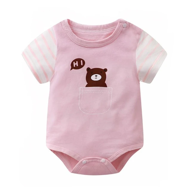【JoyBaby】春夏童裝 短袖包屁衣 肩扣薄款三角連身衣 短袖三角包屁衣 薄棉印花嬰兒服