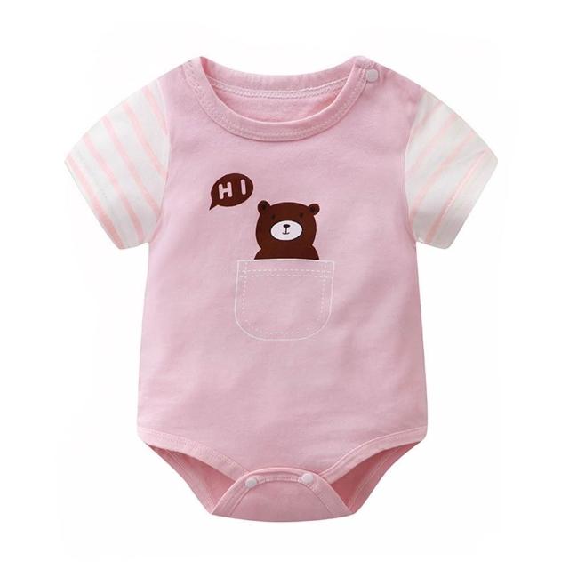 【JoyBaby】春夏童裝 短袖包屁衣 肩扣薄款三角連身衣 短袖三角包屁衣 薄棉印花嬰兒服