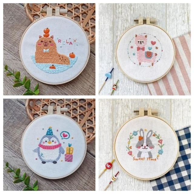 大風文創 HobbyEasy 可愛動物刺繡（附超值全材料包套組，含完整教學影片＋原寸繡圖）