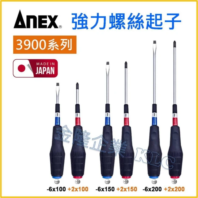 【天隆五金】日本製 ANEX 安耐適 安力士 3900 強力螺絲起子 防滑螺絲起子 起子 師傅愛用款 吸磁