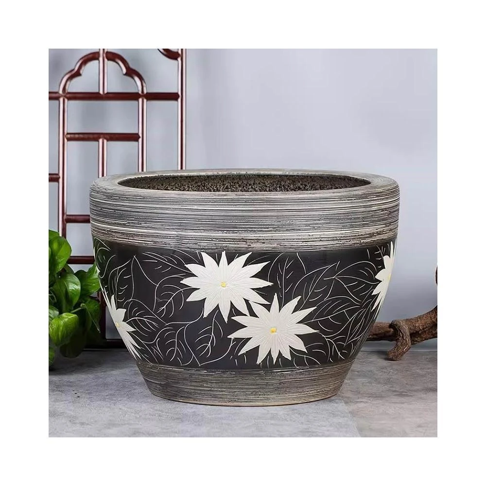 陶瓷缸景德镇手绘陶瓷金鱼缸睡莲盆荷花缸乌龟缸客厅户外大水缸庭院摆件