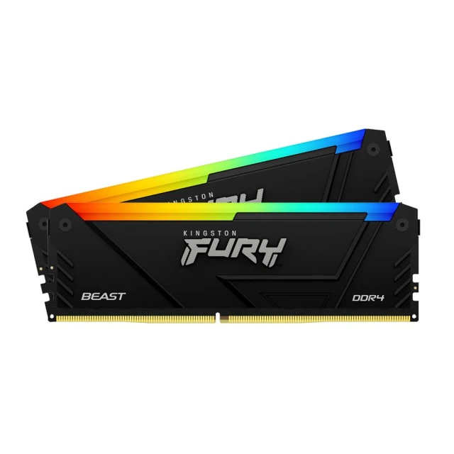 【Kingston 金士頓】FURY Beast RGB 獸獵者 DDR4-3600 32G*2 桌上型超頻記憶體《黑》