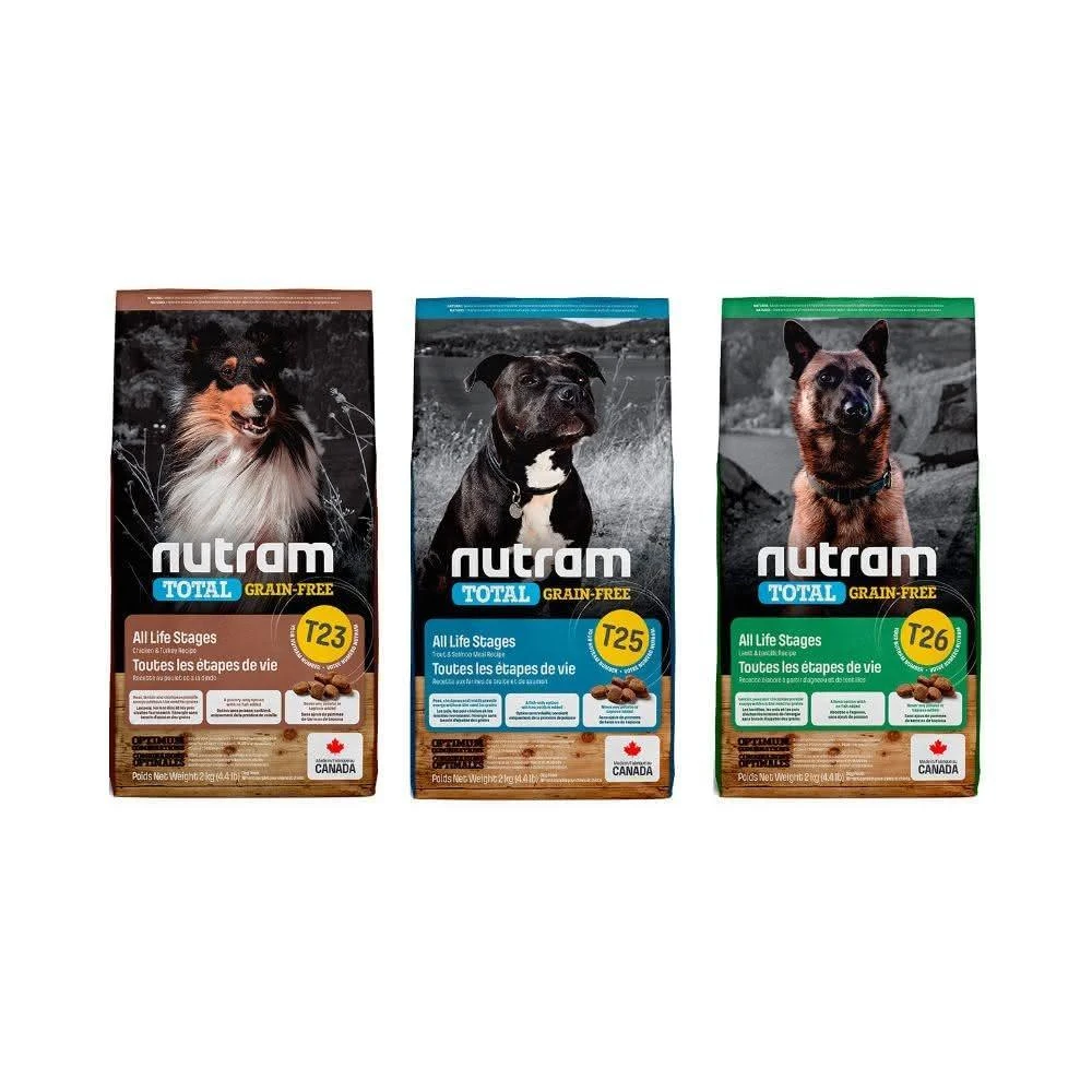 【Nutram 紐頓】T無穀全能系列（全齡犬）-11.4kg（25lb）（T23／T25／T26）犬糧(狗乾糧.狗飼料. 狗主食)