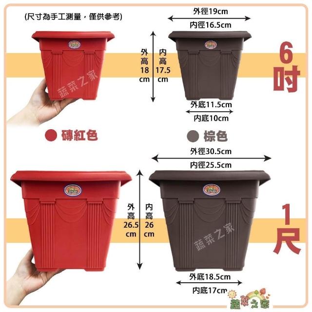 蔬菜之家】忠興正四方盆6吋-磚紅色、棕色可加購水盤台灣製四方盆花盆