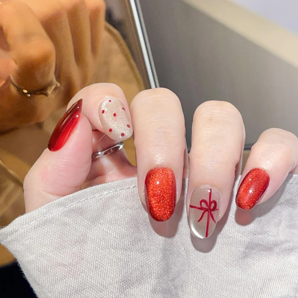 【Paula’s Nail 寶拉美甲】❤️買一送一盒品牌美甲 緋紅心願  布契拉提 純手工美甲❤️ 手工穿戴甲 指甲貼片 HNP227