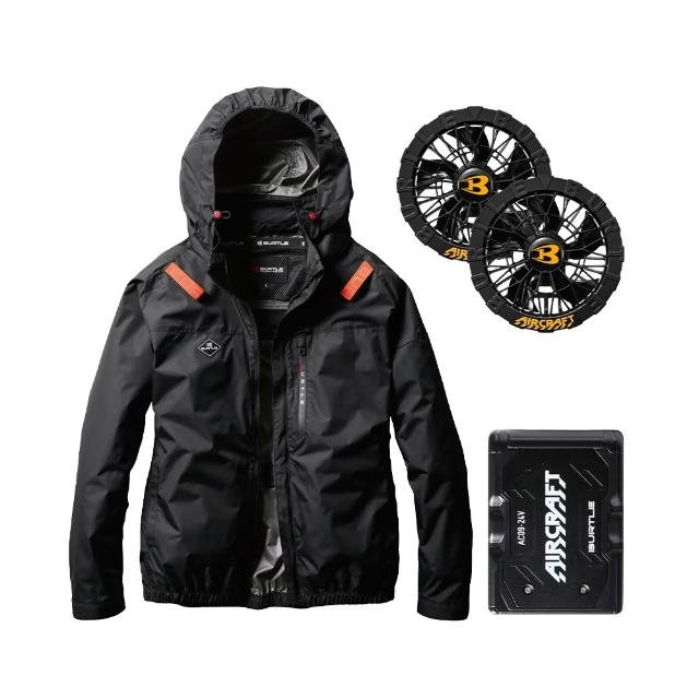 BURTLE AC2061-35 黑色套裝組側邊開孔☆風扇&電池顏色隨機(含帽長袖