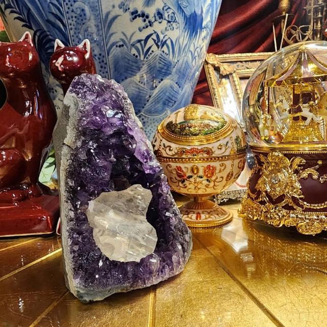 水晶擺件 烏拉圭紫晶鎮-高品深紫水晶擺件開智慧招貴人招財開運-s9 – 恬芯