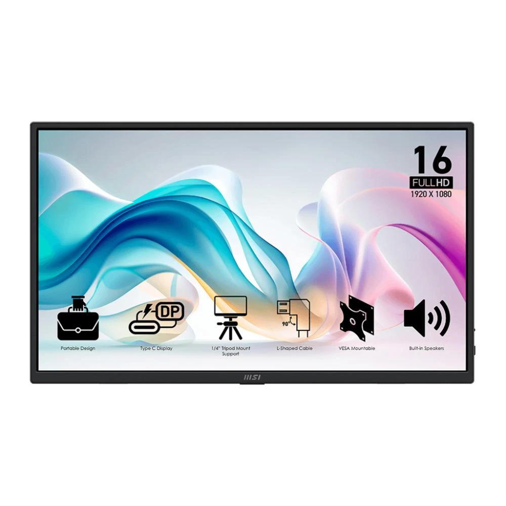 【MSI 微星】MP165 E6 可攜式螢幕 (16型/FHD/IPS/內建喇叭/Type-C)
