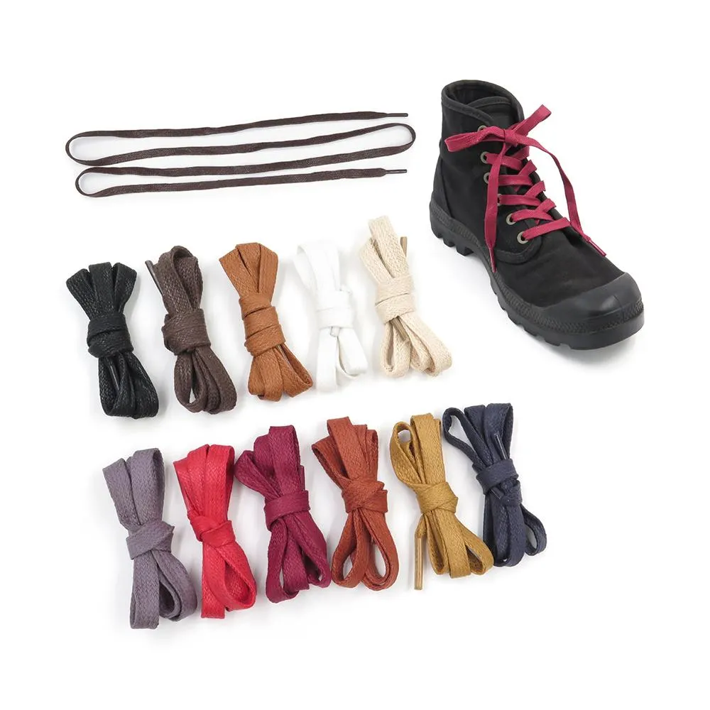 【糊塗鞋匠】 優質鞋材 G57 8mm上蠟扁鞋帶120cm 1雙 上蠟鞋帶 防水打蠟皮鞋帶 皮鞋鞋帶