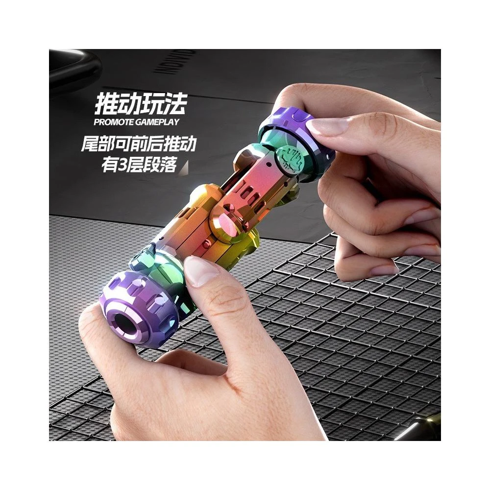 【望星願】潮玩特工迷你指尖陀螺手槍🕹️特工迷你震爆彈手槍玩具 合金拋殼解壓陀螺 科技模型發射器公仔解壓edc陀螺迷你槍創意