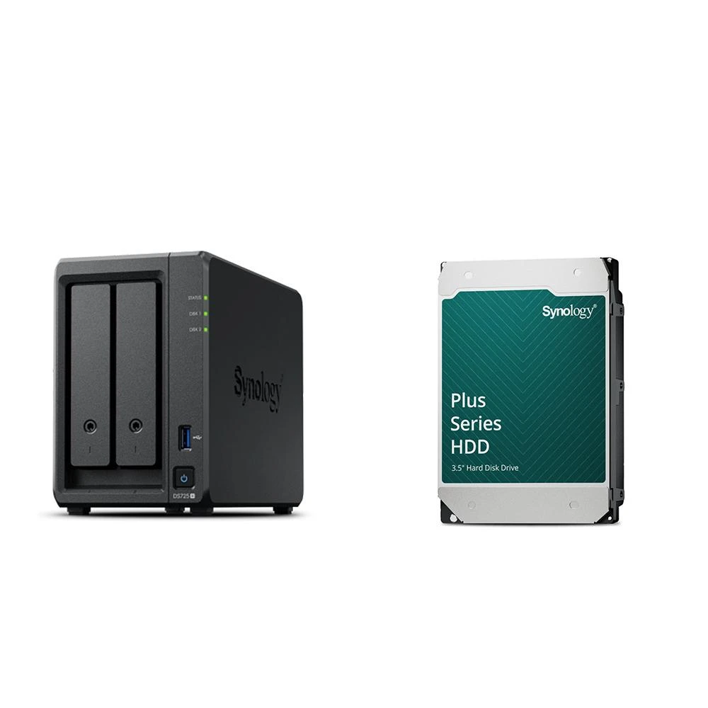 【Synology 群暉科技】〈自MO價〉DS725+ 網路儲存伺服器+HAT3310 PLUS 8TB NAS硬碟(X2)