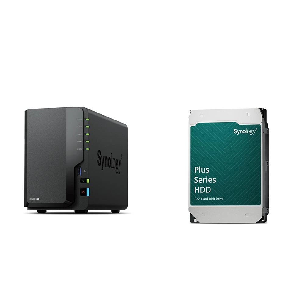 【Synology 群暉科技】〈自MO價〉DS225+ 網路儲存伺服器+HAT3310 PLUS 12TB NAS硬碟(X2)