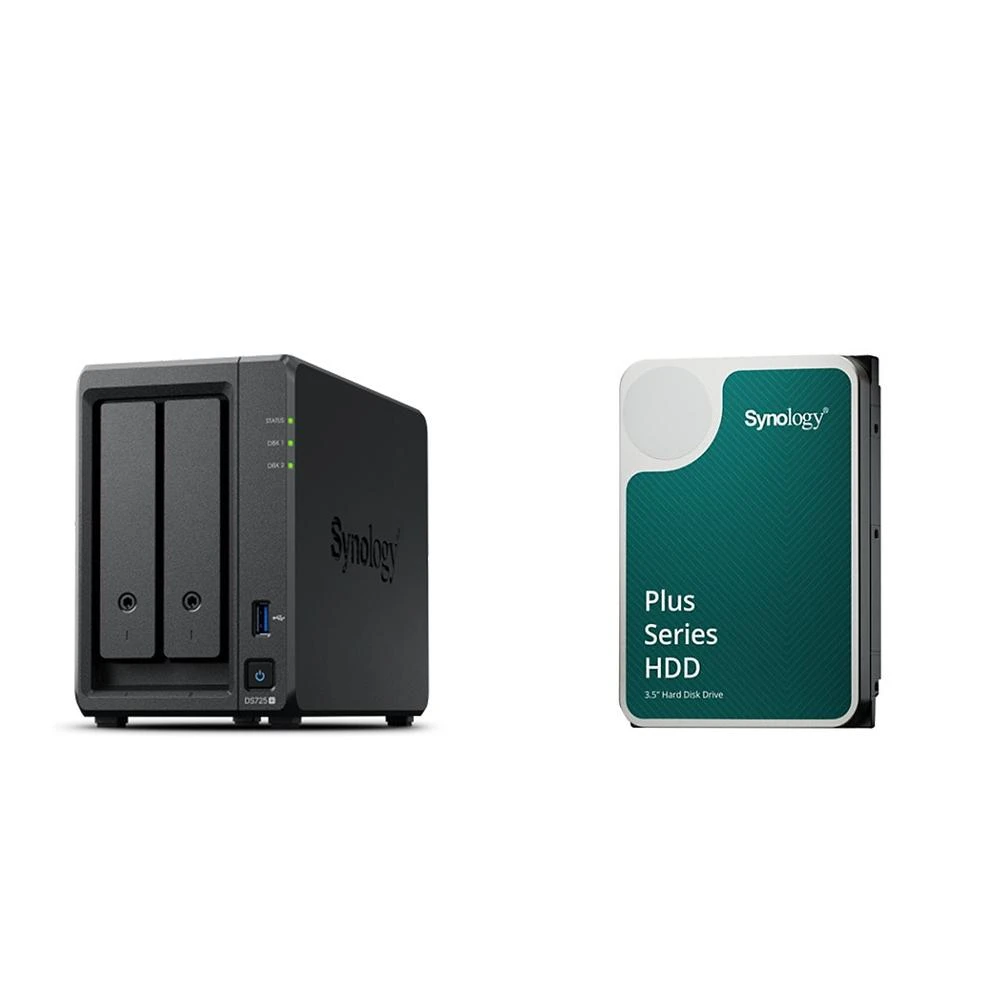 【Synology 群暉科技】〈自MO價〉DS725+ 網路儲存伺服器+HAT3300 PLUS 4TB NAS硬碟(X2)