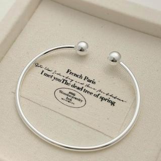 Rencontre 實心簡約圓珠純銀手鐲(韓國純銀手鍊純銀手鍊)