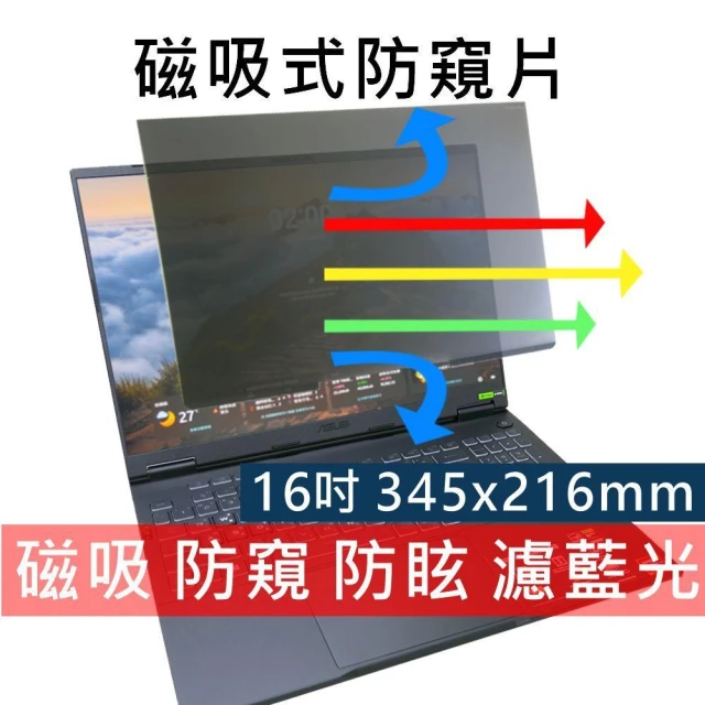 【Ezstick】16吋 筆電防窺片｜磁吸防窺片｜抗藍光 防眩光｜Privacy Filter ｜尺吋：345x216mm