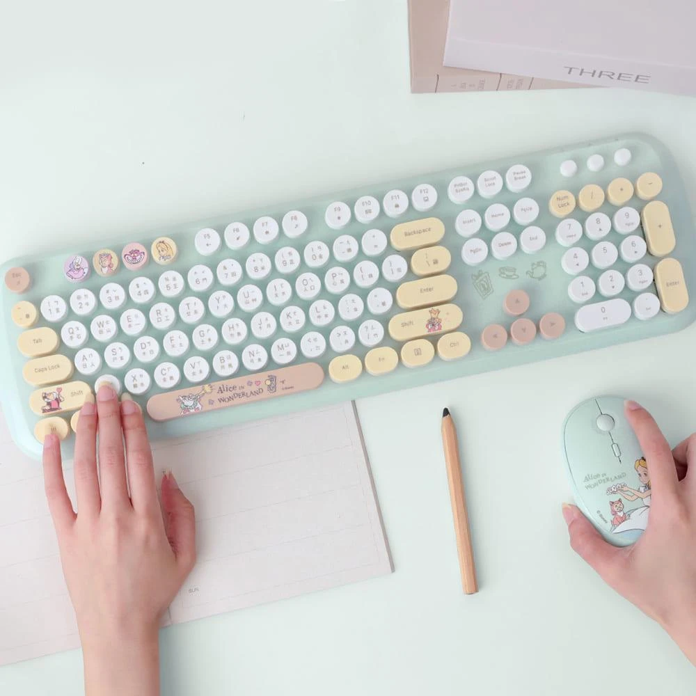 【Norns】迪士尼愛麗絲無線鍵盤滑鼠組 - 小牡蠣寶寶 柴郡貓