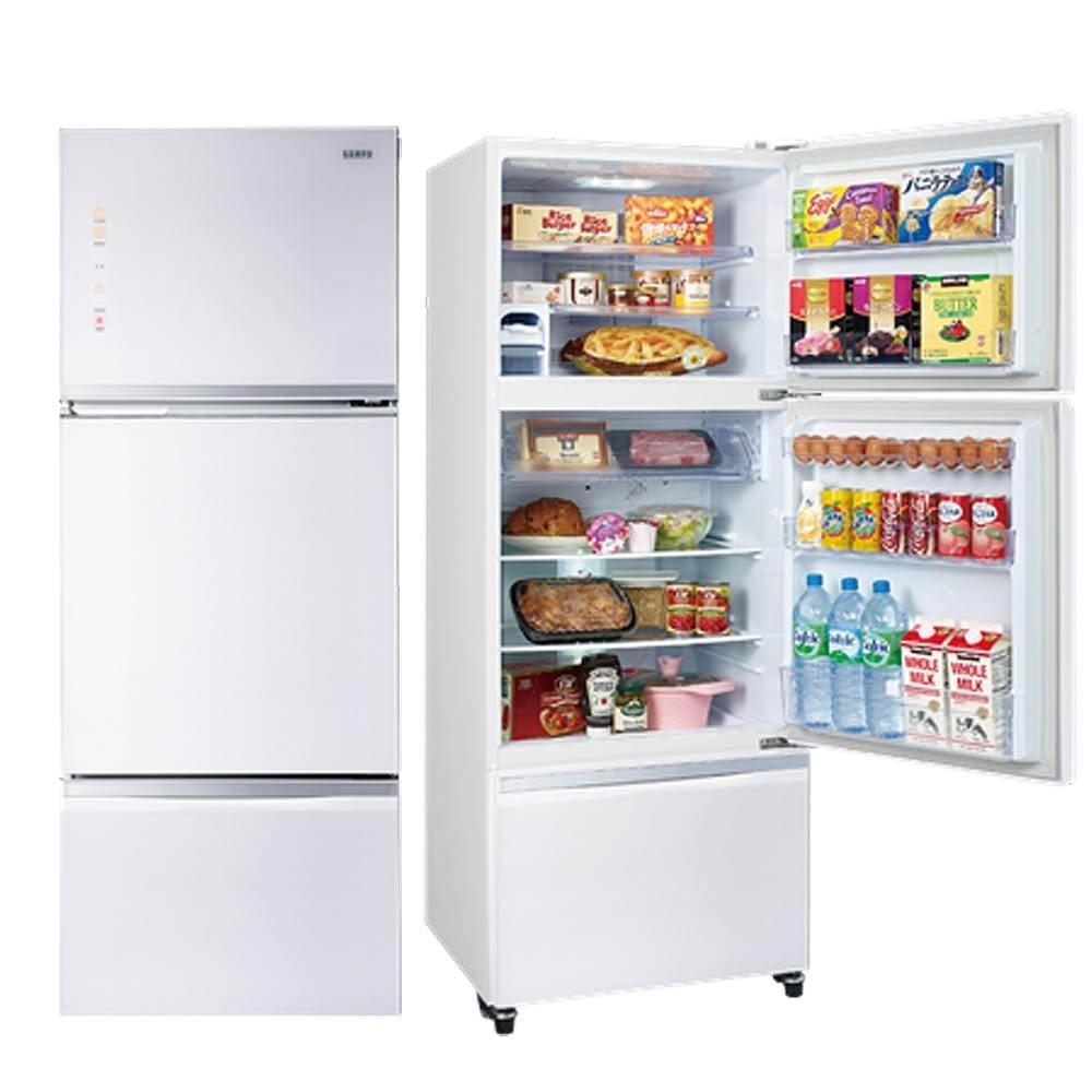 【SAMPO 聲寶】455公升一級能效AIE全平面玻璃系列變頻三門冰箱SR-A46GDV(W6)~含拆箱定位+舊機回收