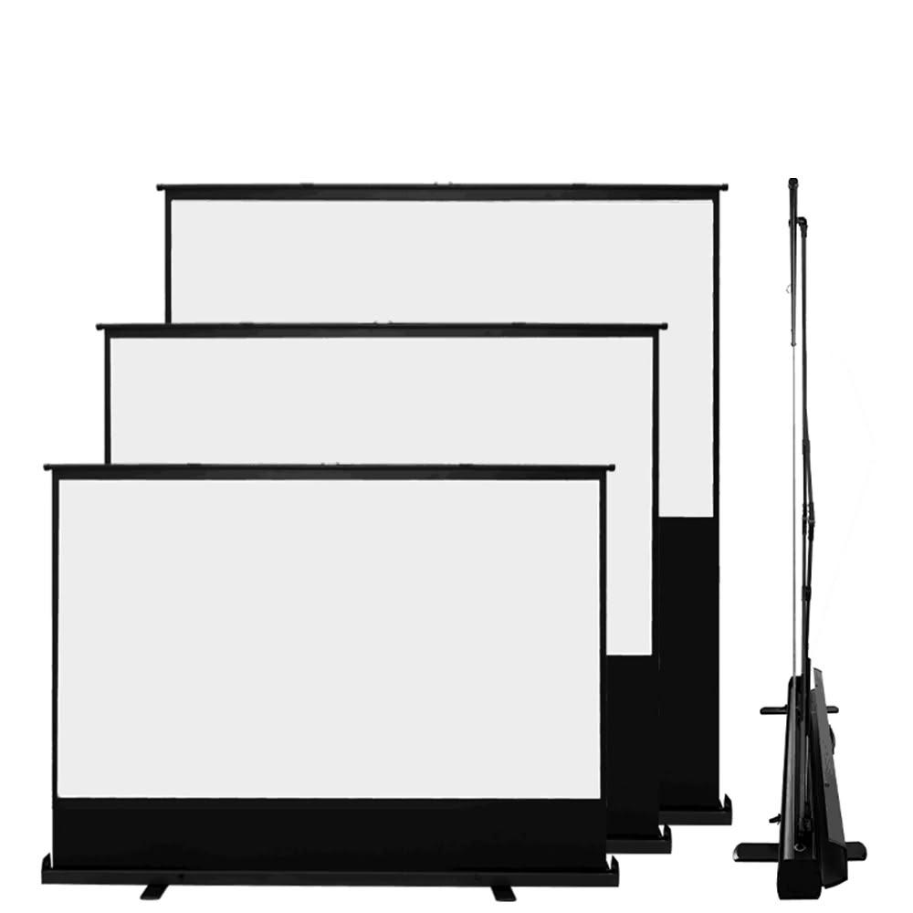 【RTAKO】免打孔地拉幕布 可移動地拉幕布 可攜式投影幕布 4K高清 白玻纖 便攜收納 多尺寸選擇 60吋/80吋/100吋 投影螢