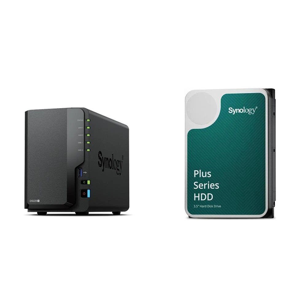 【Synology 群暉科技】〈自MO價〉DS225+ 網路儲存伺服器+HAT3300 PLUS 6TB NAS硬碟(X2)