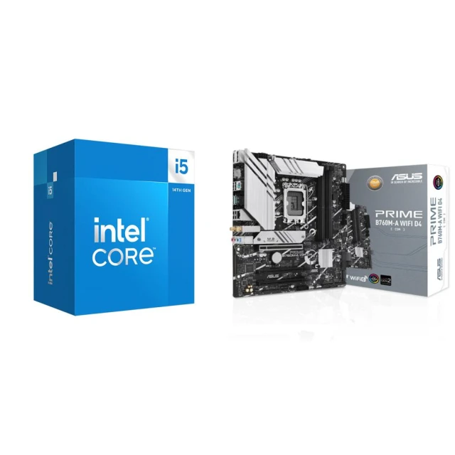 【Intel 英特爾】〈自MO價〉i5-14400+華碩 PRIME B760M-A WIFI D4-CSM 主機板