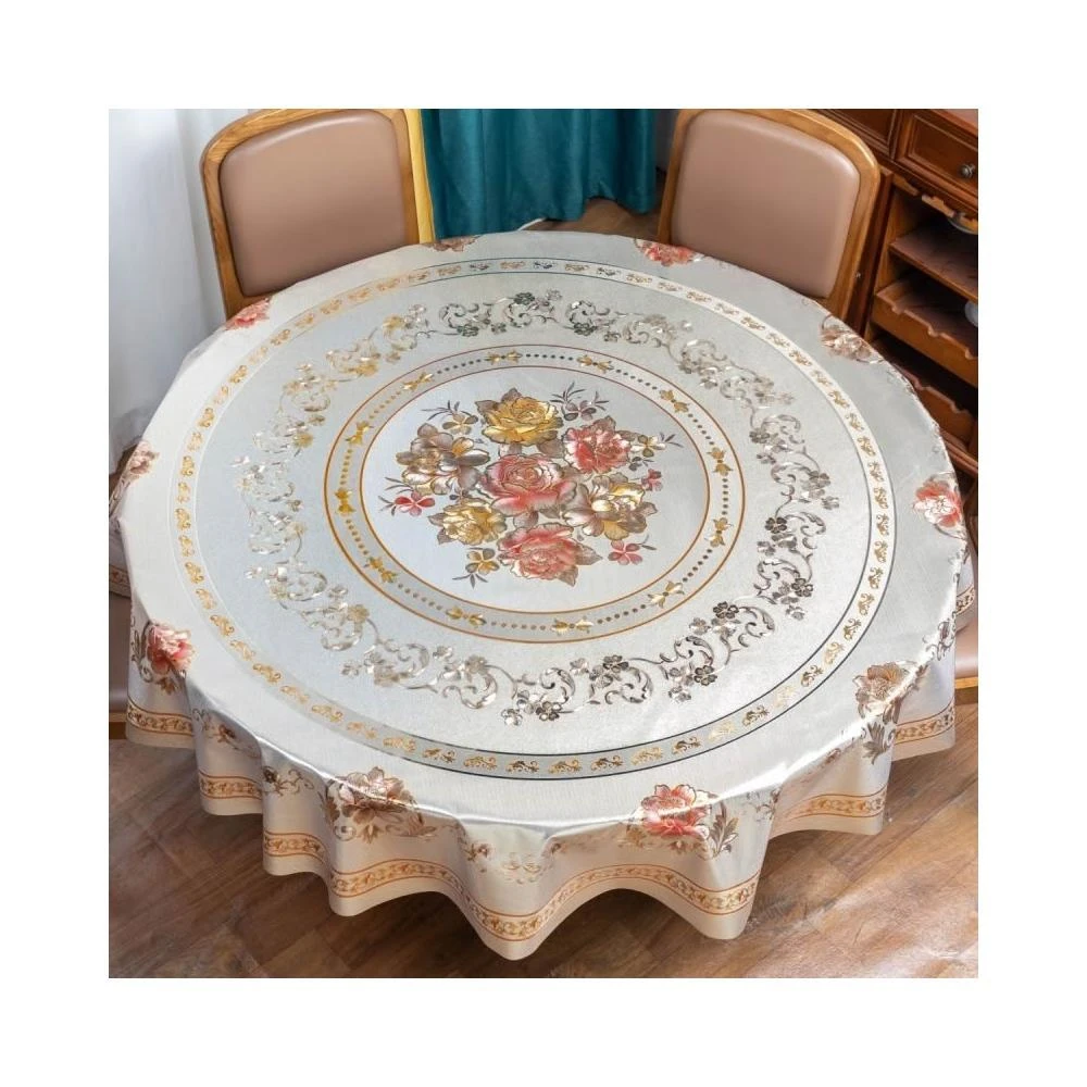 大圓桌佈 防水防燙防油免洗餐廳PVC塑料餐桌佈 加厚傢用臺佈 高檔加厚PVC桌佈巾