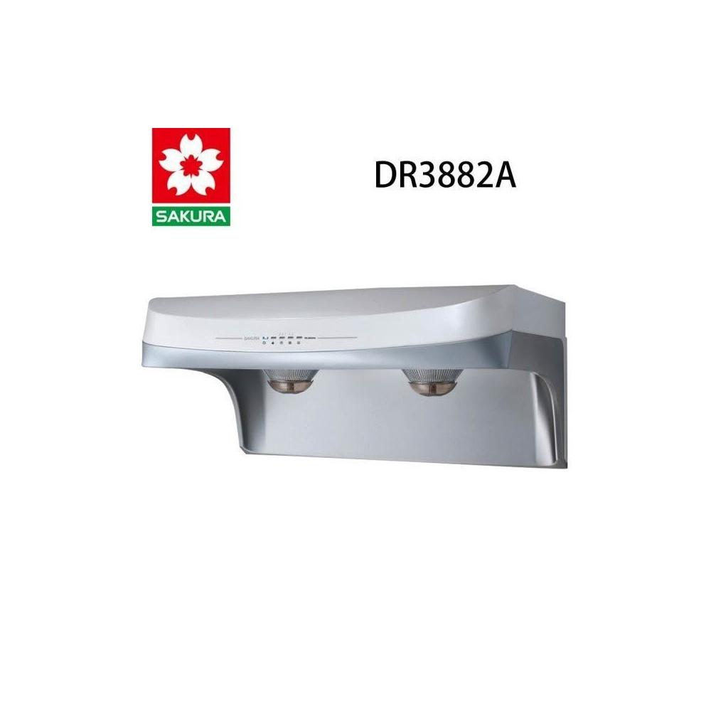 SAKURA櫻花牌 DR-3882 斜背式抽油煙機，採用臺灣製造不鏽鋼與烤漆材質，電子式按鍵開關，提供5段風量調整，機體尺寸790×577×398mm，適合標準安裝。適用110V/60Hz電壓，具1年保固及BSMI許可R51085，高效除油煙，維持廚房清新環境，是家庭廚房的最佳選擇。 