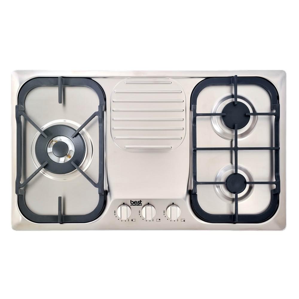 【BEST 貝斯特】GH7050 不鏽鋼三口高效能瓦斯爐 (含基本安裝)｜檯面爐｜三口爐｜左大、右大｜側向出氣｜上進氣式｜防溢凹槽｜