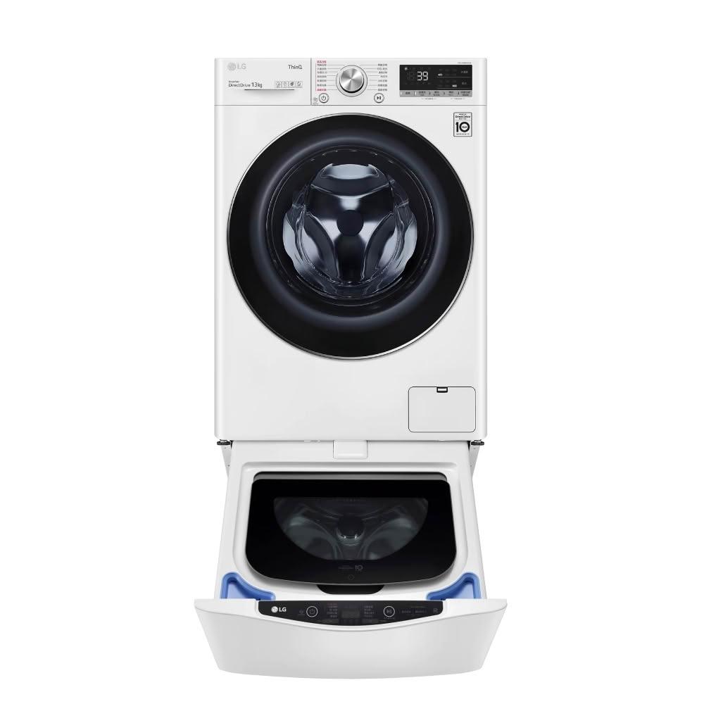 【LG 樂金】13公斤蒸氣洗脫+下層2公斤溫水洗衣機WD-S13VBW-WT-SD201AHW