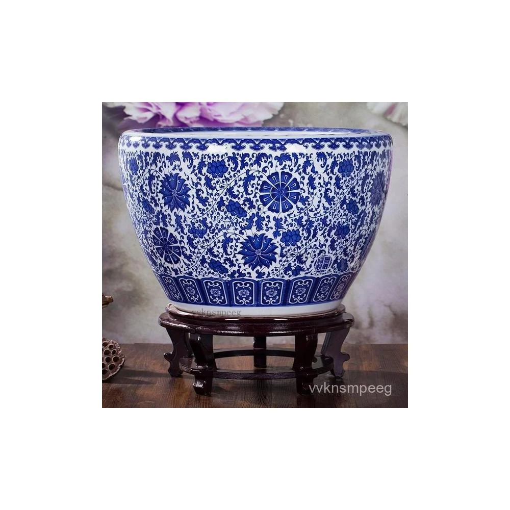 陶瓷魚缸金魚缸客廳龜缸荷花缸風水瓷缸大型特大養魚盆