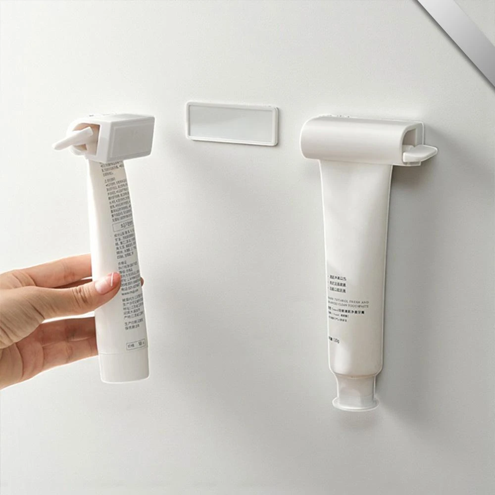『磁吸壁掛擠牙膏器』【Efanvei】免釘 無痕貼 洗面乳收納 牙膏收納 護手乳收納 刮鬍膏收納 掛勾 擠牙膏 現貨