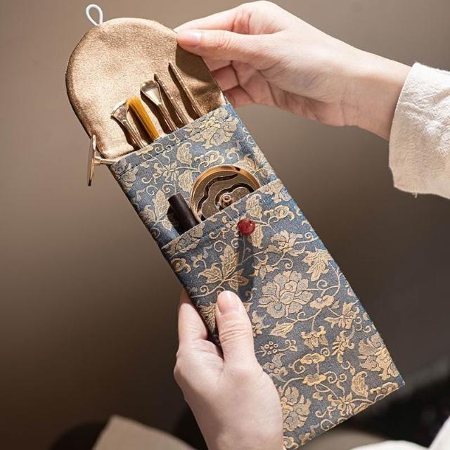 合金香篆香壓打拓七件套香道配件便攜收納香掃香筷勺香模入門工具