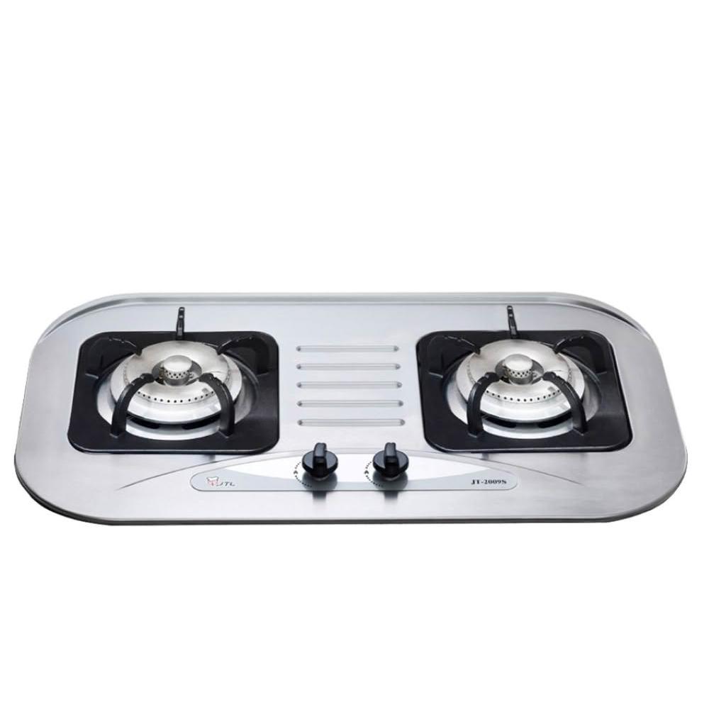 【喜特麗】JT-2009S 雙口檯面爐 (含基本安裝)｜檯面爐｜不銹鋼面板｜鑄鐵爐架｜瓦斯爐｜