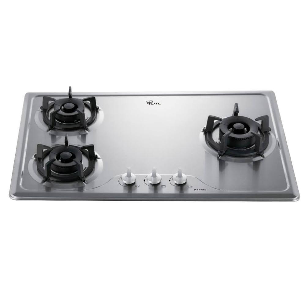 【喜特麗】JT-GC309S 三口檯面爐 (含標準安裝)｜檯面爐｜三口爐｜僅右邊大爐｜不銹鋼面板｜鑄鐵爐架｜瓦斯爐｜