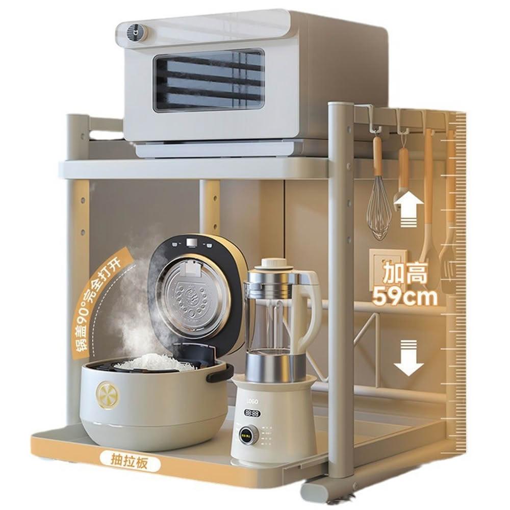 抽拉電器架 電器櫃 伸縮電器架 家電置物架 厨房置物架 電飯鍋置物架 伸縮櫥櫃 層架 收納置物架 廚房收納架 廚櫃置物架