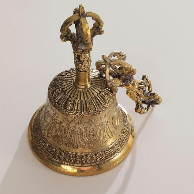 尼泊爾手工五股金剛杵法器黃銅金剛鈴西藏密宗手搖法鈴白銅鈴鐺杵