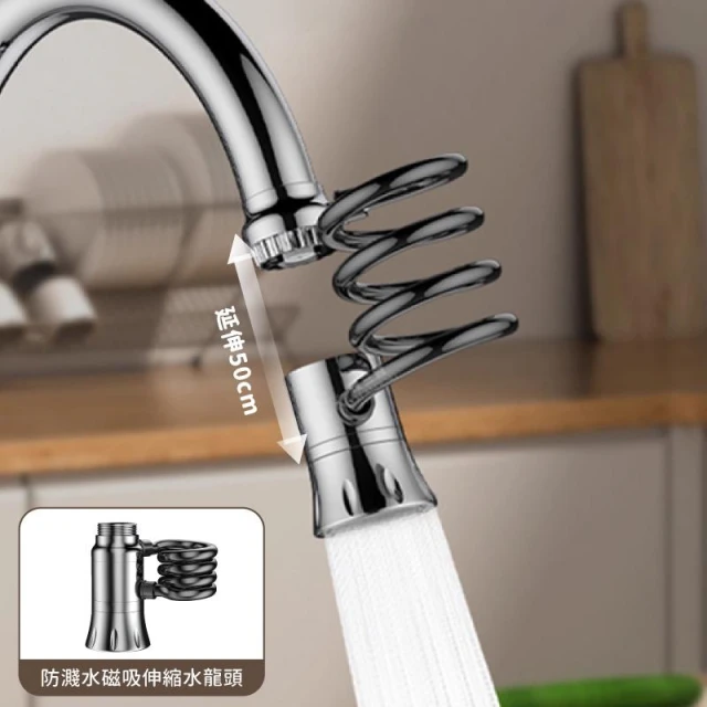 【REALBUY 真的購了】防濺水磁吸伸縮水龍頭