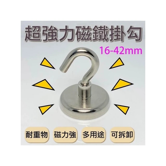 強力磁鐵掛勾 16mm-42mm 多用途掛勾 O型掛勾 羊眼掛勾 超強吸力 釹鐵硼磁鐵 掛鉤 吊鉤 露營掛勾 車宿 天幕