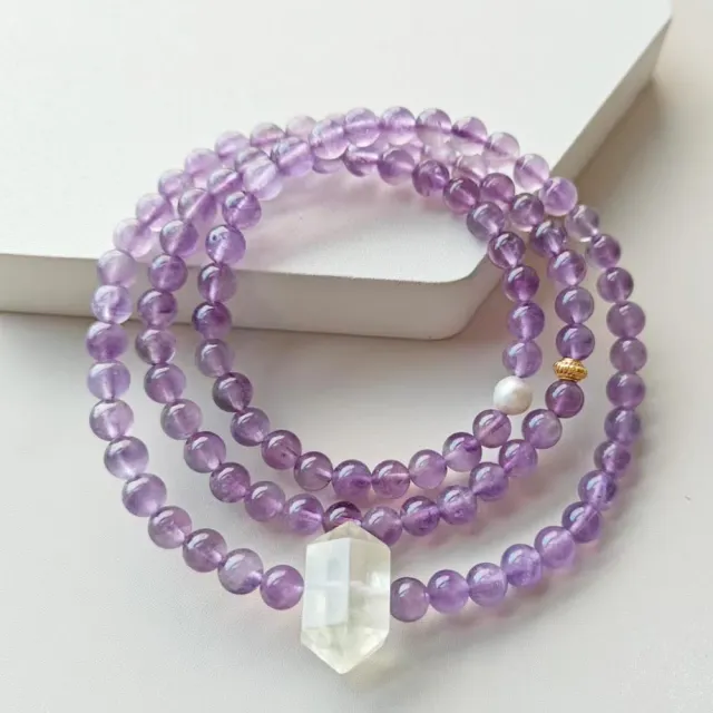 Paiya 派亞】5.6mm靈感綻放｜天然紫水晶智慧x 雙尖黃水晶招財x 珍珠柔