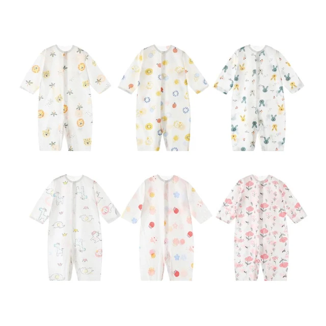 【JoyBaby】長袖包屁衣 新生兒連身衣 100%純棉分腿睡衣(透氣排汗 四季薄棉款)
