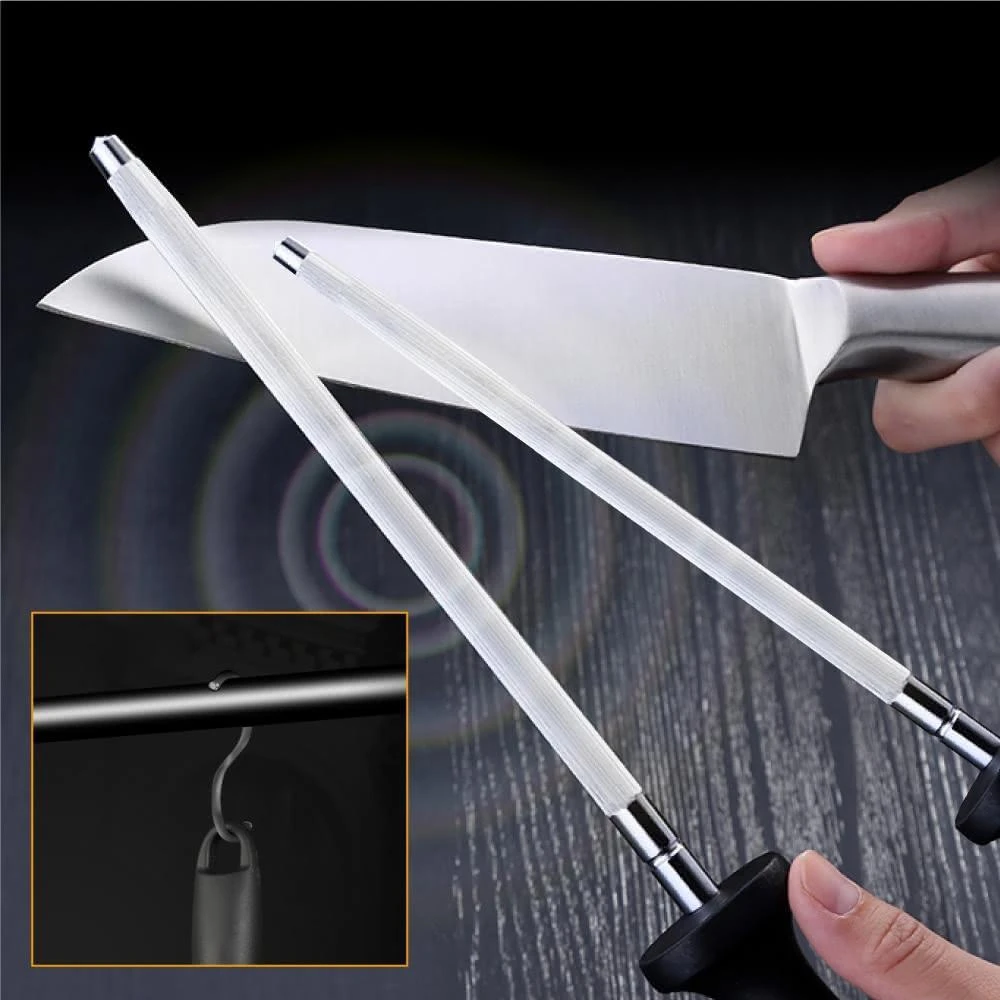 【新錸家居】2入德國SSGP廚房用不鏽鋼手持式磨刀棒(磨刀棍磨刀器擋刀棍磨刀石/高溫鍛造中碳鋼不傷刀刃)