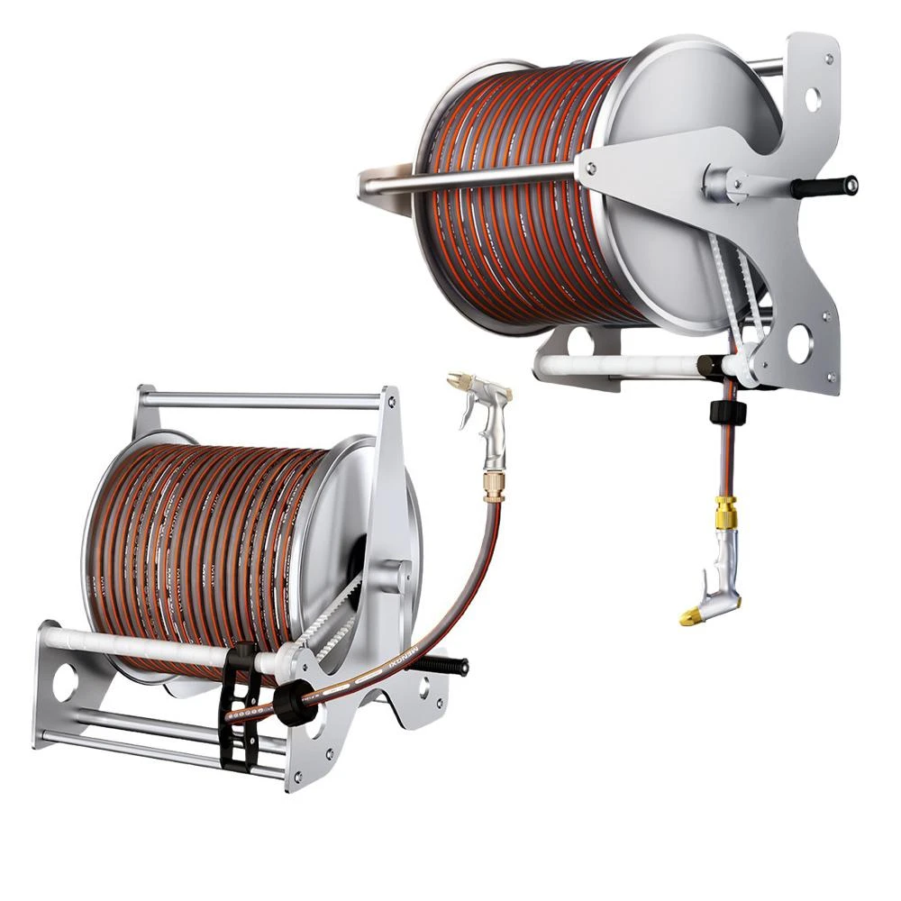 不銹鋼水管收納架 水管收納車 洗車機 澆花水槍 水管車 高壓洗車水槍 4分6分軟管收捲器（園藝澆水器/瀝水器/噴水槍）