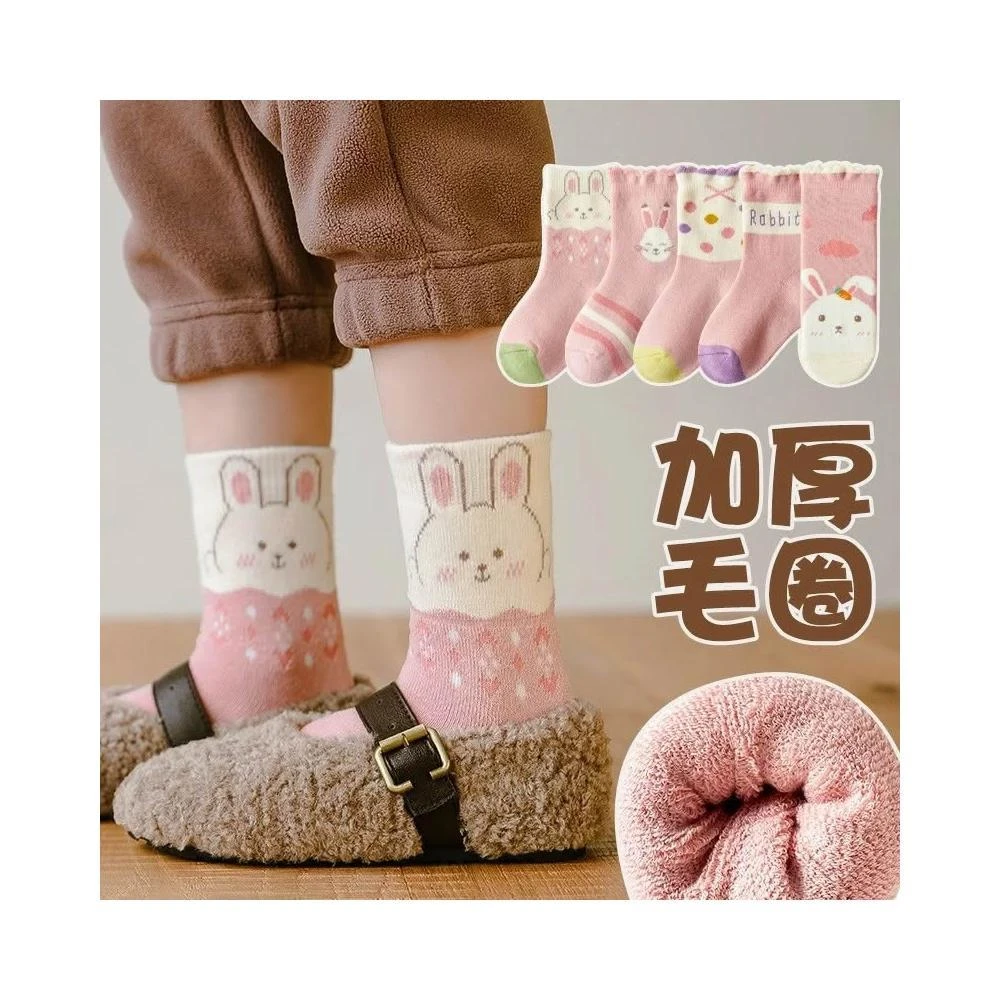 【Baby 童衣】兒童保暖襪子5雙組 男童冬季加厚襪 女童毛圈保暖襪 兒童中筒襪 寶寶毛巾襪 11808
